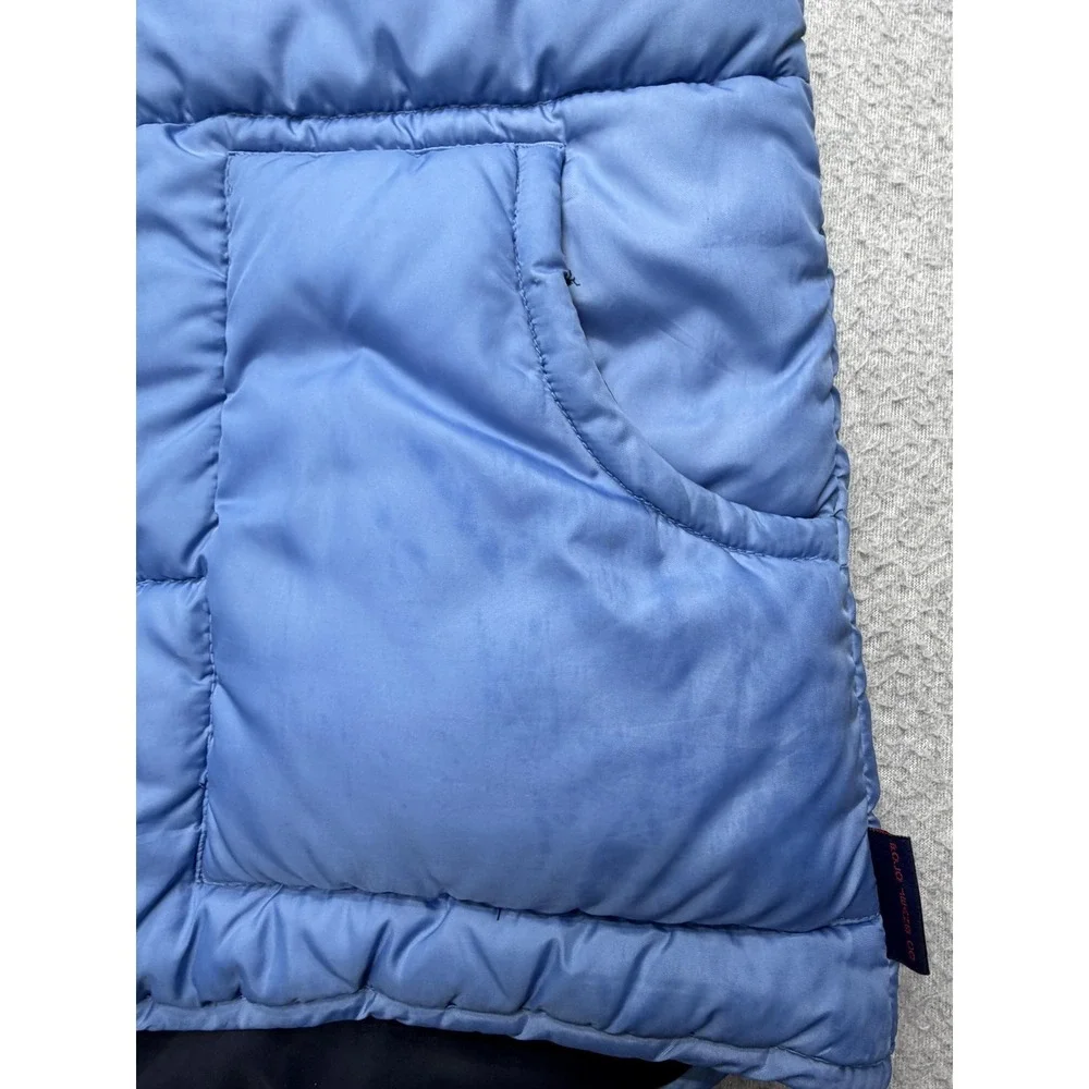 Polo Jeans Co Ralph Lauren Vest‎ Mens Medium Blue Quilted Snap Puffer Outdoor